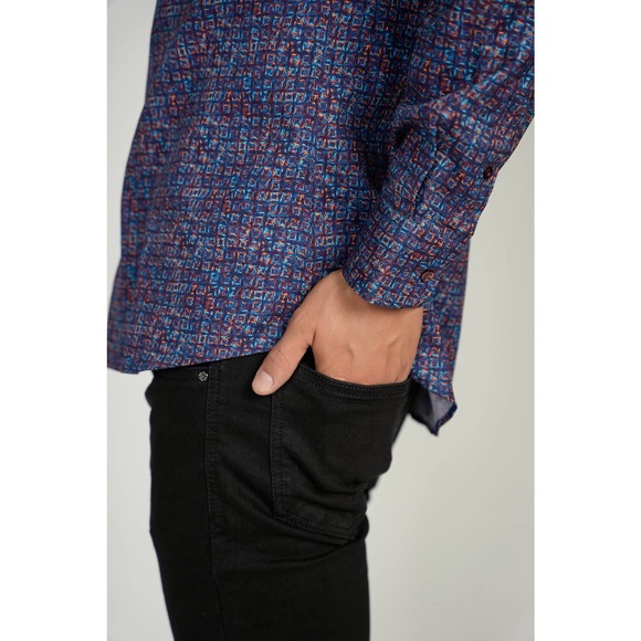 Luchiano Visconti FW22 LEO Square Pattern King Cotton Shirt - Picture 6 of 6